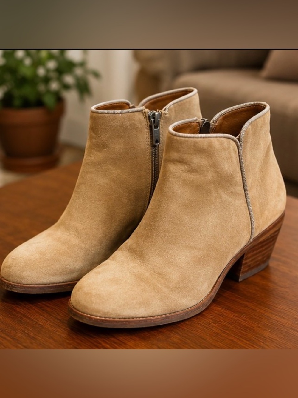 Sam Edelman Suede Ankle Booties – Women’s Size 7M – Taupe